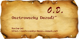 Osztrovszky Dezső névjegykártya