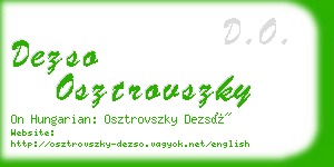 dezso osztrovszky business card